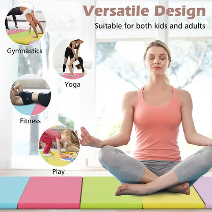6.6′ x 2.5′ Folding Gymnastics Mat — Five-Panel Tumbling Pad with Carrying Handles
