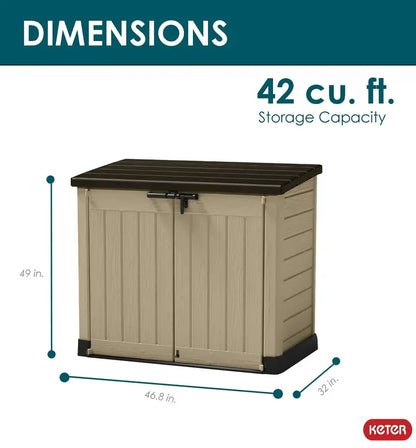 Keter Store It Out MAX Outdoor Storage Shed  120-Gallon Horizontal Resin Unit with Locking Doors & Reinforced Floor (Beige)