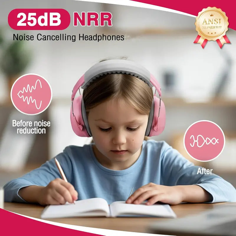 WORKPRO Kids’ Pink Safety Ear Muffs  25 dB Noise Reduction Rating