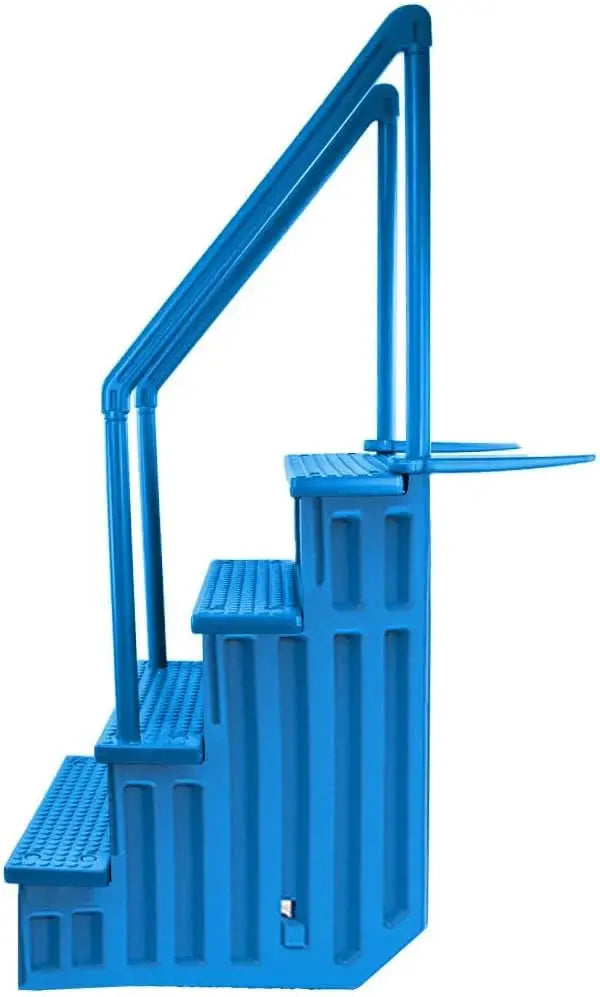 Gray Anti-Slip In-Pool Steps  Deck-Mountable Safety Stairs for Above-Ground Pools