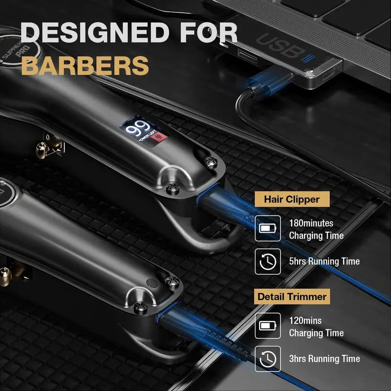 SUPRENT PRO Cordless Hair Clipper Set for Men  Precision Cutting System