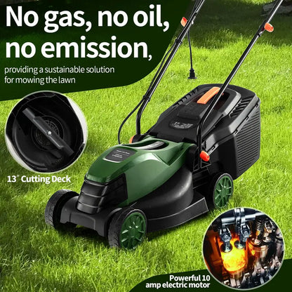 Corded Electric Lawn Mower, 10-Amp 13-Inch 2-in-1 Mulch/Bag Model