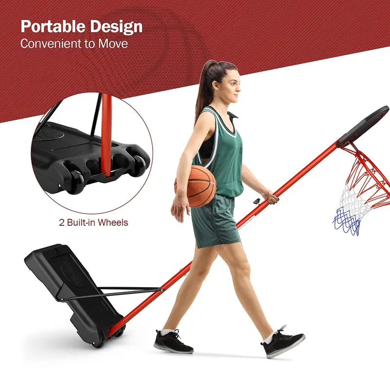 Portable Height-Adjustable Basketball Hoop  Shatterproof Backboard, 6.5FT to 8.5FT Range