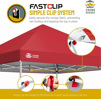 10×10 One-Touch Pop-Up Awning  Beach Sunshade Tent with Silver-Coated Canopy, 3 Height Adjustments & 4 Sand Pockets