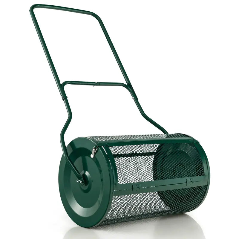 27-Inch Heavy-Duty Compost & Peat Moss Spreader with Metal Mesh Roller