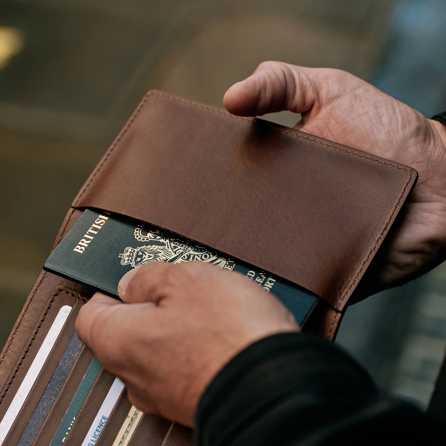 Suede Passport Wallet - Tobacco Brown