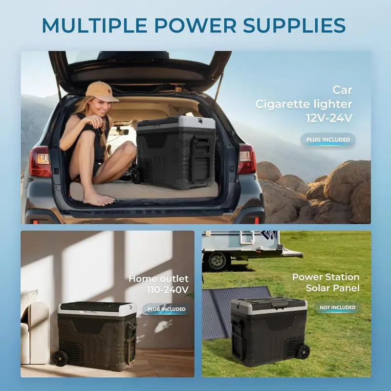 EUHOMY 53-Quart (50L) 12V/24V Portable Electric Freezer  High-Capacity DC Compressor Cooler for Travel and Off-Grid Use