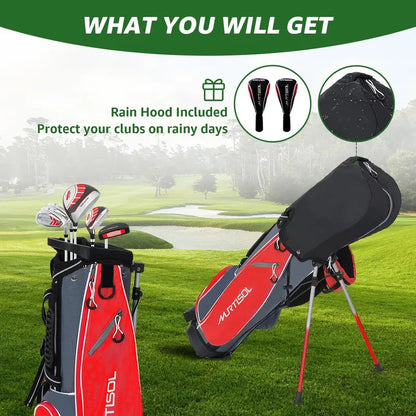 XDriveMax Kids’ Golf Set  Complete Starter Bundle with Carry Hood, Age-Appropriate Clubs & Accessories