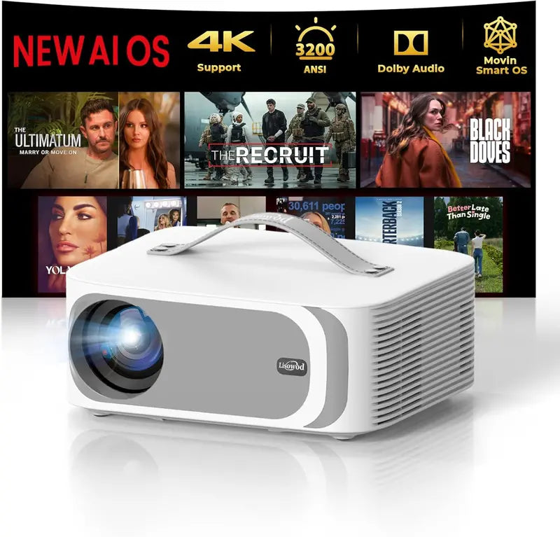 High-Performance 4K Outdoor Projector: 3200 ANSI Lumens, 50W Dolby Audio, 5000+ Apps