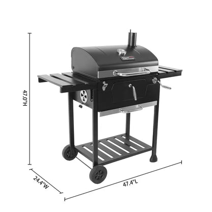 CD1824E 24-Inch Charcoal-Fueled BBQ Grill with Adjustable Vents and Ash Pan