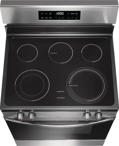 Frigidaire 30-Inch Freestanding Electric Range  5-Burner Glass Top, 5.3 Cu. Ft. Oven, Steam Clean, Stainless Steel