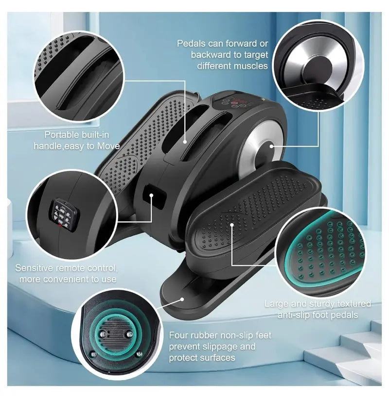 Compact Electric Under-Desk Elliptical Trainer — Fully Assembled Seated Foot Pedal Exerciser