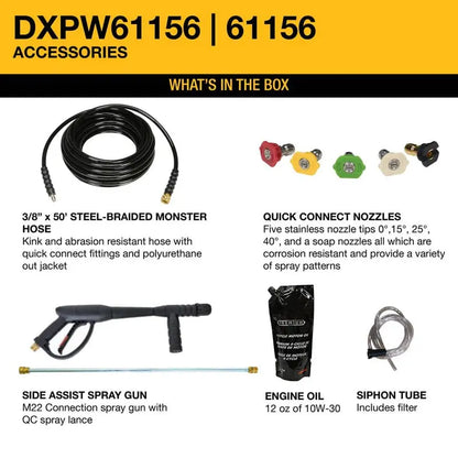 4400 PSI Gas Cold Water Pressure Washer  DEWALT 420cc Engine, 4.0 GPM Output (Model DXPW61156)