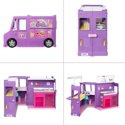 Barbie Fresh ‘n Fun Food Truck Playset with Blonde Doll and 30+ Accessories. Lift Side for Kitchen