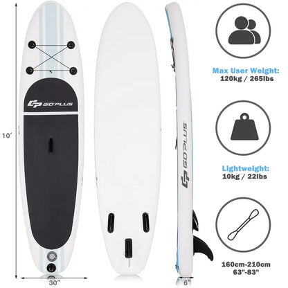 All-in-One Inflatable SUP Board with Telescoping Paddle and Carry Bag