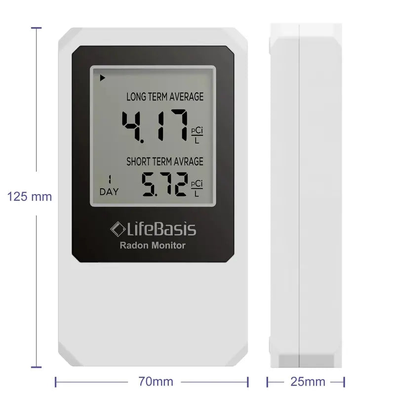 Life Basis Radon Gas Detector  Accurate 0500 pCi/L Home Monitoring System