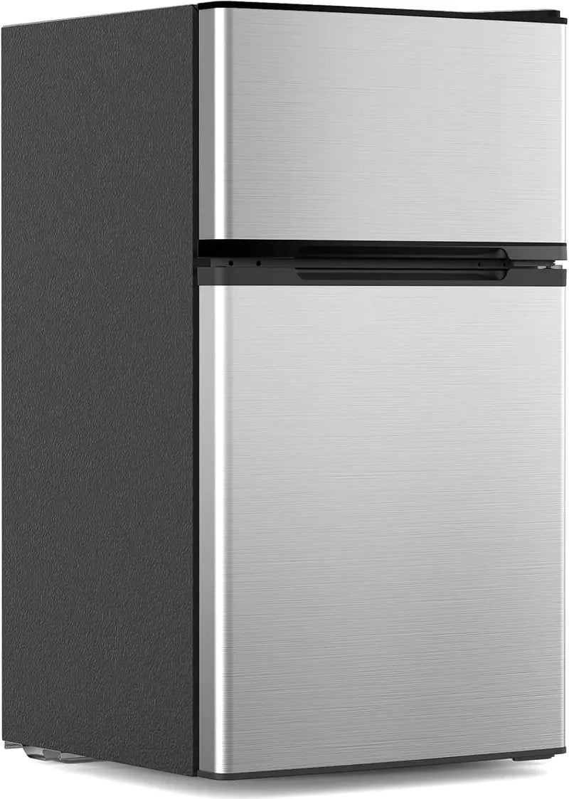 Electactic 3.1 Cu Ft Two-Door Mini Fridge  Adjustable Glass Shelves, Space-Saving Cooling