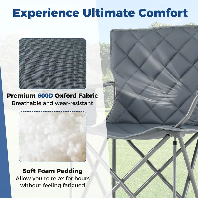 All-Terrain Outdoor Folding Chair  500 lb Capacity with Built-In Cooler Pouch & Cup Holder