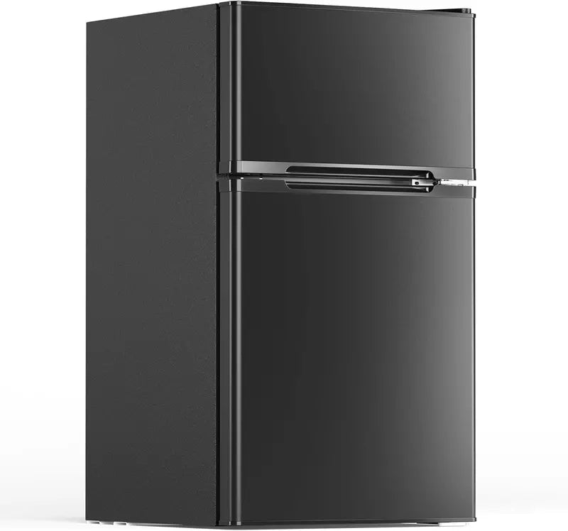 Electactic 3.1 Cu Ft Two-Door Mini Fridge  Adjustable Glass Shelves, Space-Saving Cooling