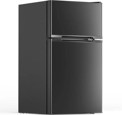 Electactic 3.1 Cu Ft Two-Door Mini Fridge  Adjustable Glass Shelves, Space-Saving Cooling
