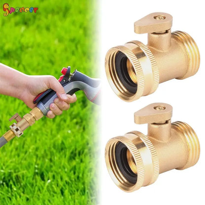 1/2Pack Garden Hose Brass Shut Off Valve, 3/4” Thread Heavy Duty Water Hose Connector Shut off Ball Valve Faucet Hose Adapter