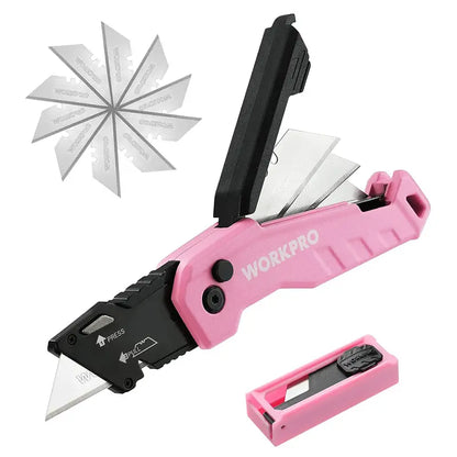 WORKPRO Quick-Change Folding Utility Knife  Includes 13 Replacement Blades