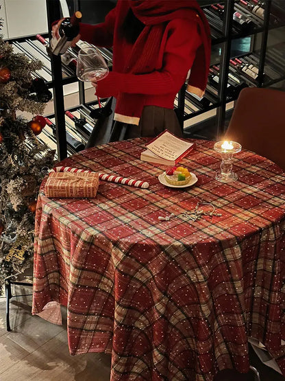 Red Plaid Holiday Tablecloth  Festive Christmas Dining Room Decoration