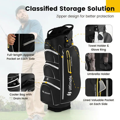 15-Way Golf Cart Bag with Full-Length Club Dividers
