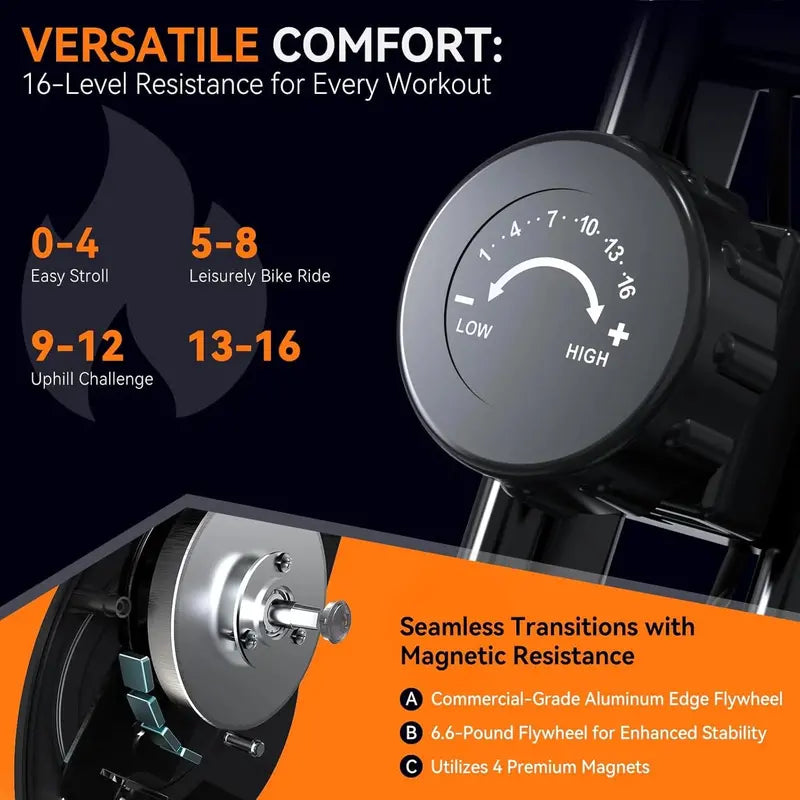 817X Foldable Indoor Exercise Bike  16-Level Magnetic Resistance, 300 LB Capacity, Quiet 2025 Design