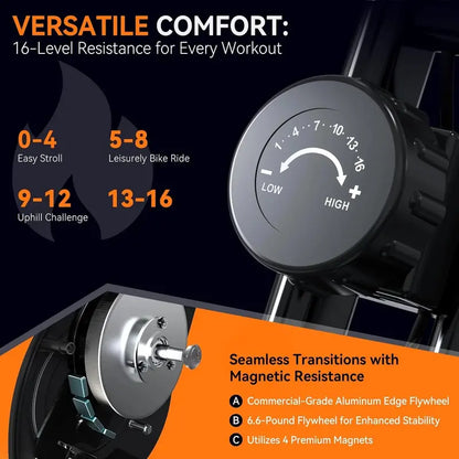 817X Foldable Indoor Exercise Bike  16-Level Magnetic Resistance, 300 LB Capacity, Quiet 2025 Design