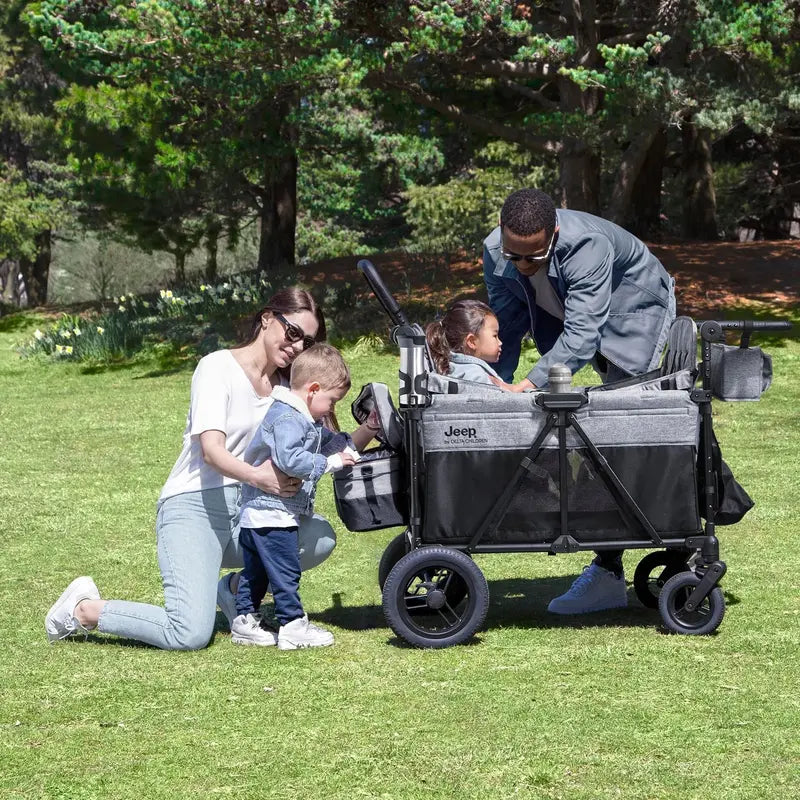 Delta Children Jeep Wrangler 4-Seater Stroller Wagon  Ride-On Toy & Transport Cart