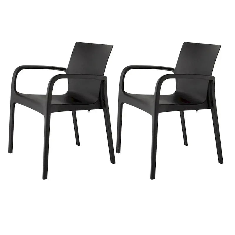 Alissa All-Weather Stackable Dining Armchairs  Resin Outdoor Seating Set of 2
