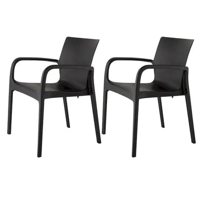 Alissa All-Weather Stackable Dining Armchairs  Resin Outdoor Seating Set of 2
