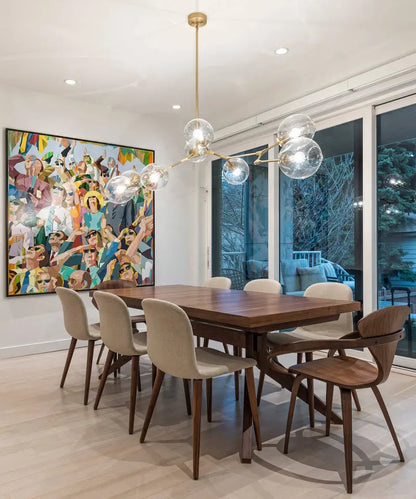 Orvani Linear Globe Chandelier in Modern Industrial Style