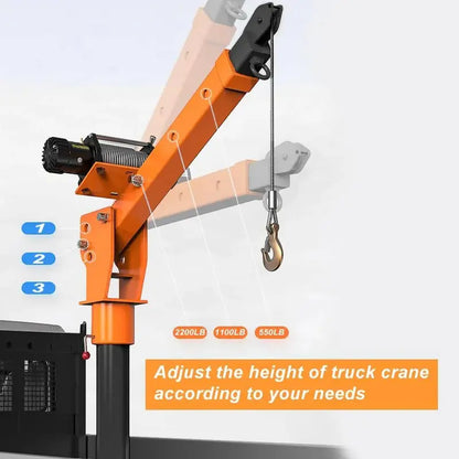 1100lb Capacity Folding Electric Hoist Crane  110V Industrial Lifting Solution for Warehouses & Sites