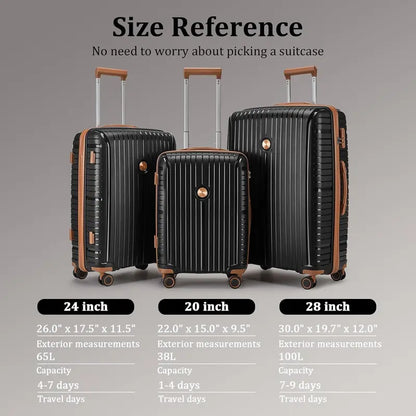 Lightweight 5-Piece PP Hardshell Carry-On Luggage Set  Dual Spinner Wheels & TSA Lock Travel Suitcases