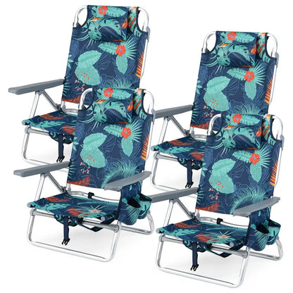 Lightweight Backpack-Friendly Reclining Beach Chairs (Set of 2 or 4)