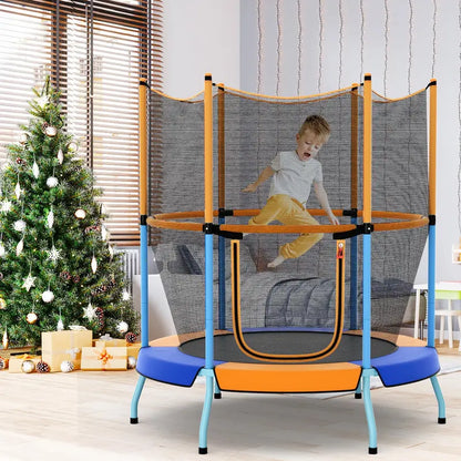 Kids’ Round Trampoline with Safety Enclosure