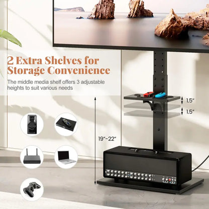 Floor-Standing TV Console — Power-Integrated Stand for 3270″ Screens (Up to 110 lbs)