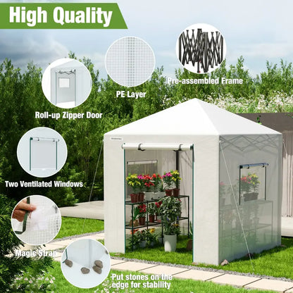 WORKPRO 8′ × 6′ Freestanding Portable Greenhouse  Easy-Assembly Growing Tent