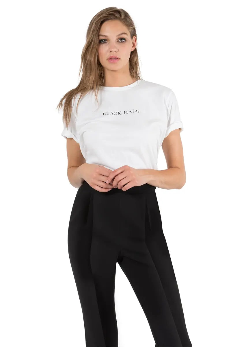 Cropped Straight Pant with Subtle Flare  Pleated Front & Hidden Zip Closure