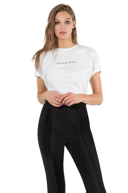 Cropped Straight Pant with Subtle Flare  Pleated Front & Hidden Zip Closure