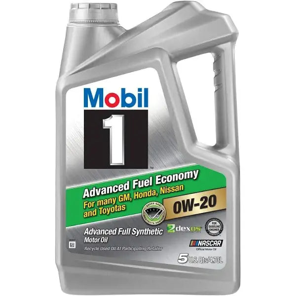 Mobil 1 Advanced Fuel Economy OW-20 Synthetic Motor Oil, 5 Qt