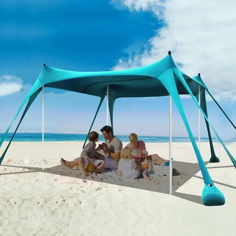 10′ x 10′ Heavy-Duty Beach Tent with UPF 50+ Sun Protection  Portable Sand Anchor Canopy Shelter