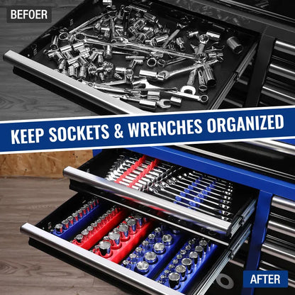 WORKPRO Magnetic Socket & Wrench Organizer Set — 8-Piece, Multi-Drive Sizes (Sockets/Wrenches Not Included)