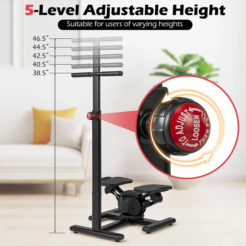 Dual-Function Twist Stepper  Waist Trimmer Platform with Handlebar & LCD Display