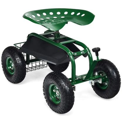Compact Gardening Scooter Wagon with Wheels for Lawn and Patio Tasks