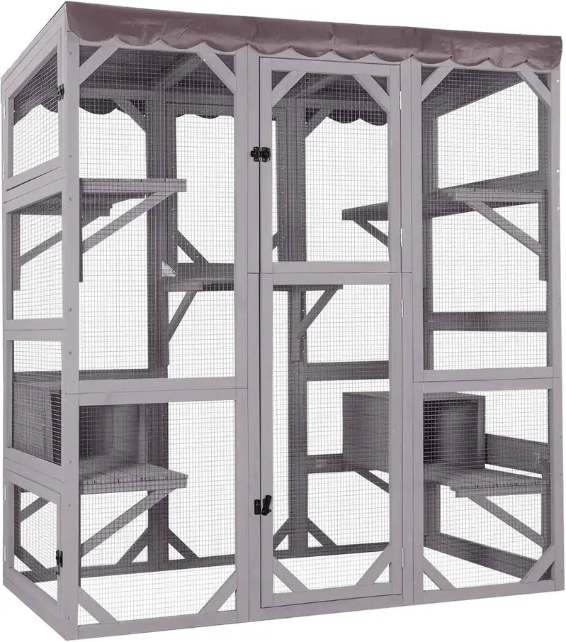 Large Walk-In Outdoor Catio Enclosure  Secure, Spacious Cat Run with Mesh Walls & Roof