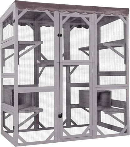 Large Walk-In Outdoor Catio Enclosure  Secure, Spacious Cat Run with Mesh Walls & Roof