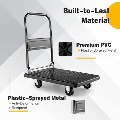 Foldable Hand Truck Dolly, 440-LB Load Capacity Moving Platform (28″ x 19″)